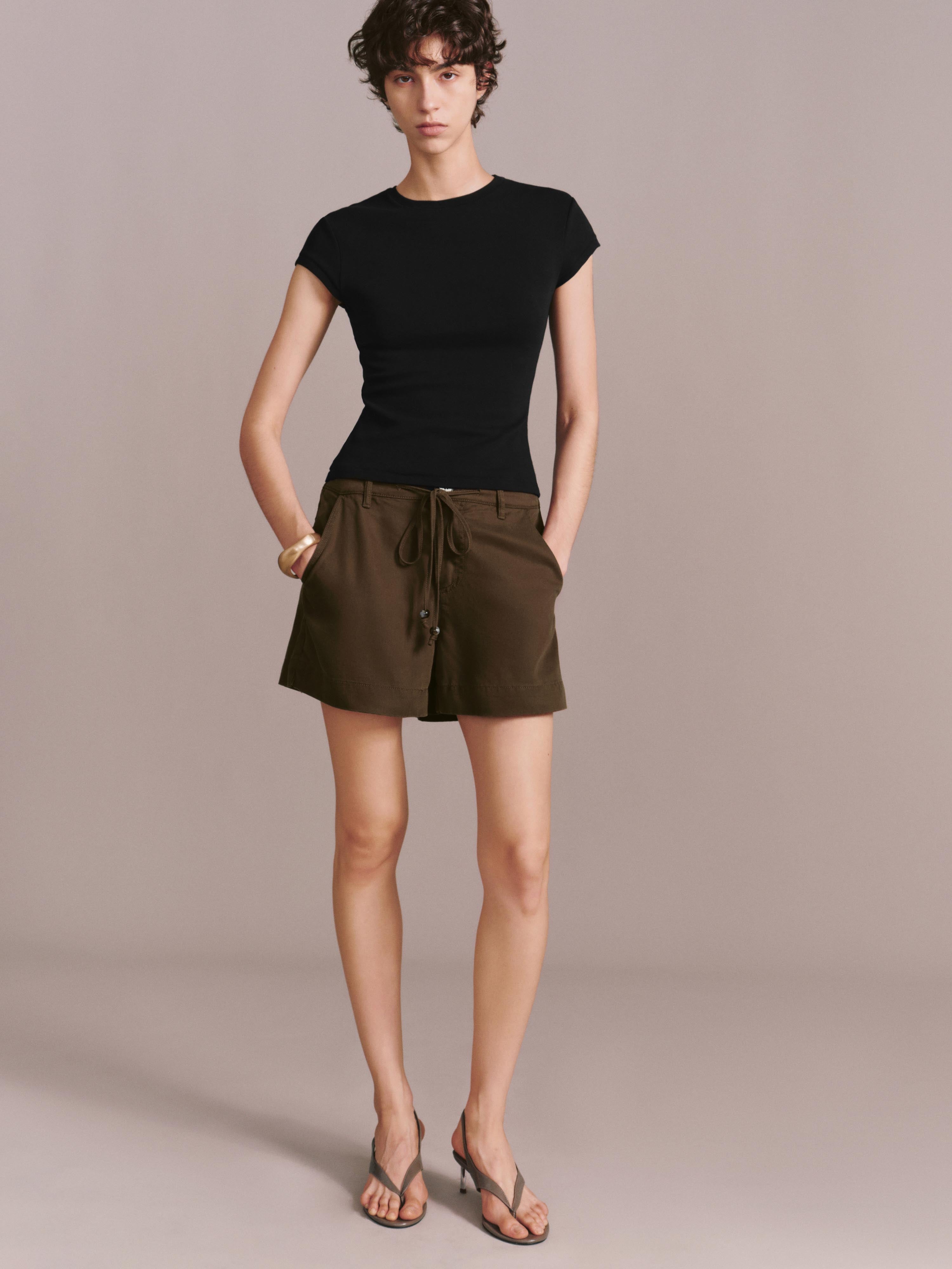 Drawstring Denim Shorts