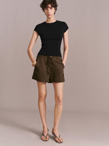Drawstring Denim Shorts