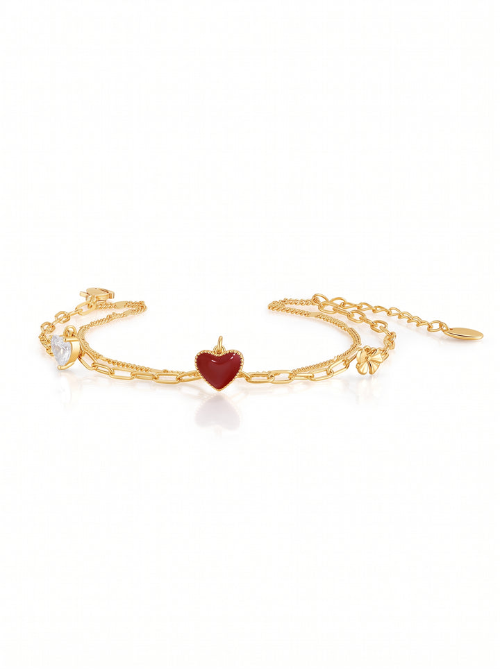 Dainty Red Heart Charm Bracelet