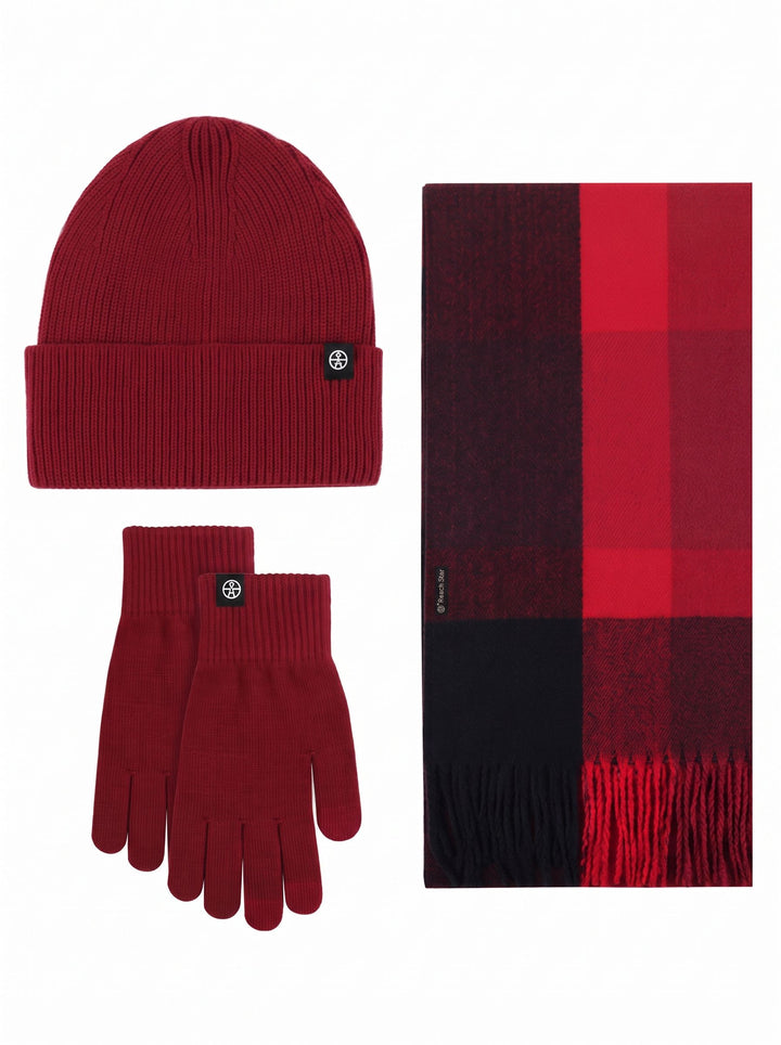 Cozy Ribbed Knit Winter Beanie 3-piece Set