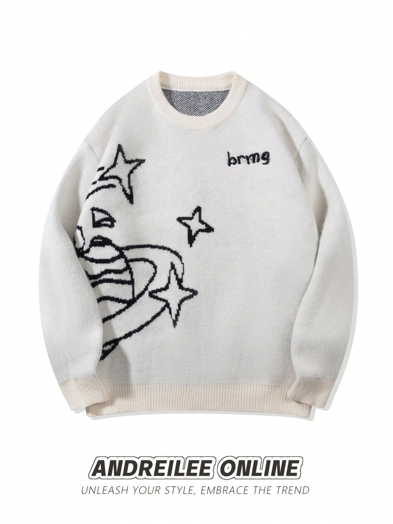 Oversized Graphic Planet Knit Sweater