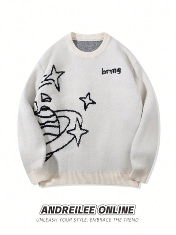 Oversized Graphic Planet Knit Sweater