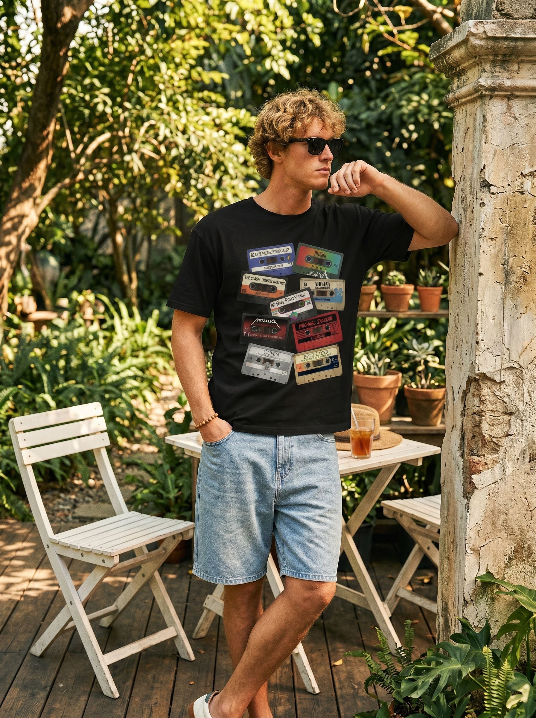 Vintage Cassette Graphic Cotton T-Shirt