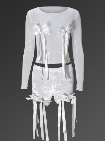 Sheer Bow Detail Short Set