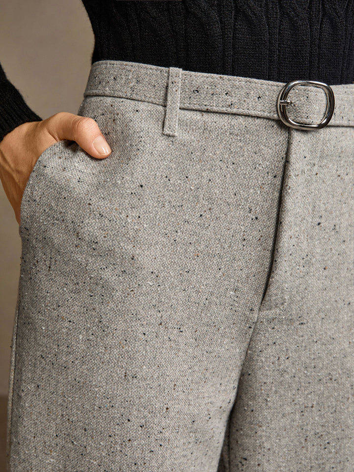 High Waisted Belted Wide Leg Trousers