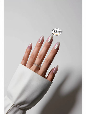 Iridescent Chrome Almond Press On Nails