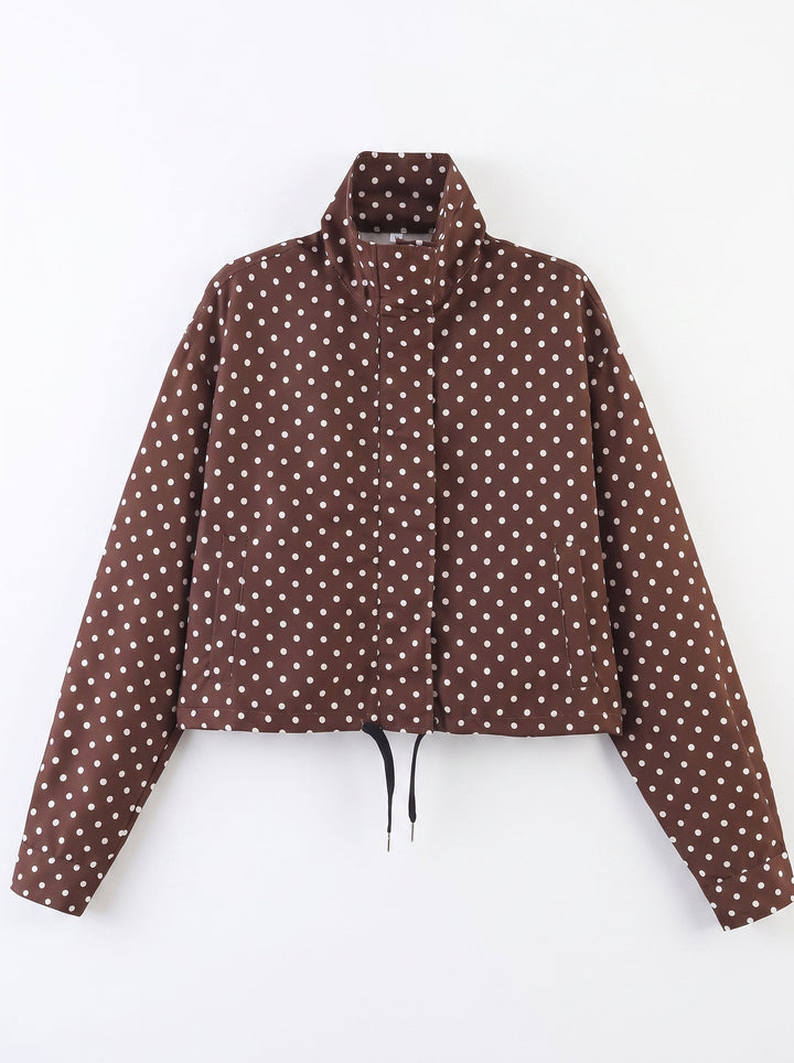 Polka Dot Cropped Drawstring Jacket