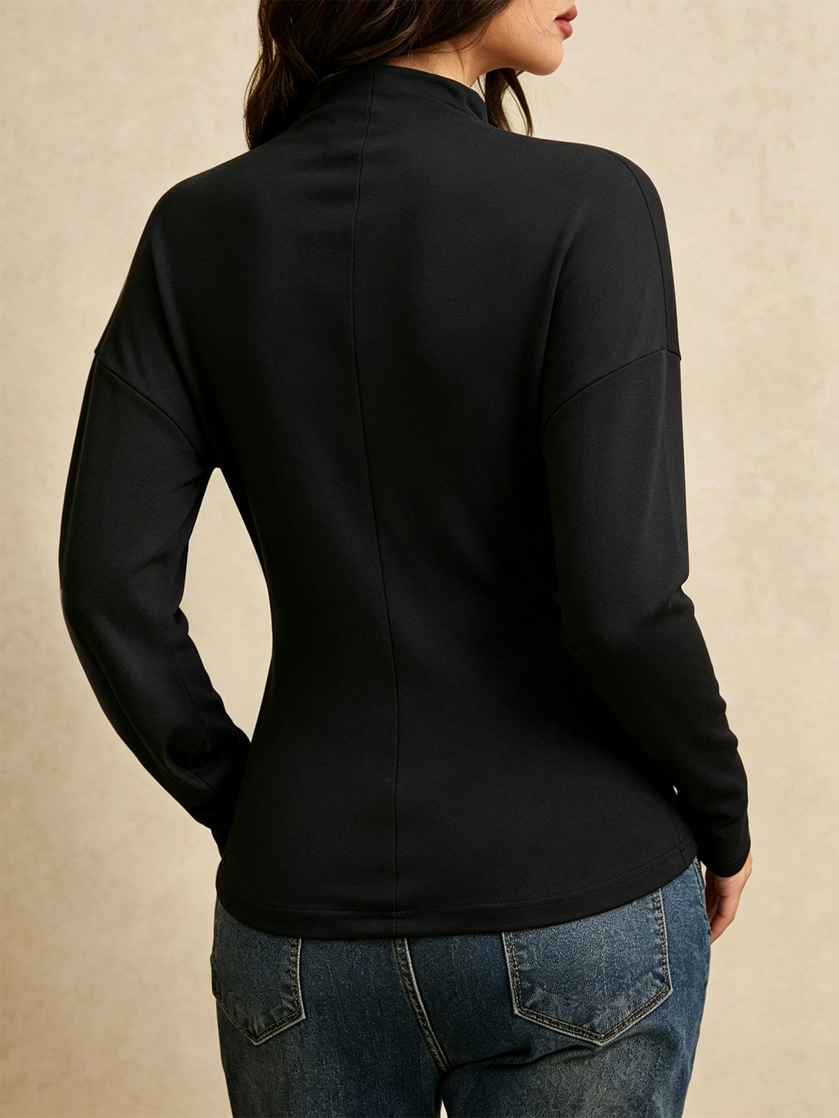 Ruched Metal Detail Long Sleeve Top