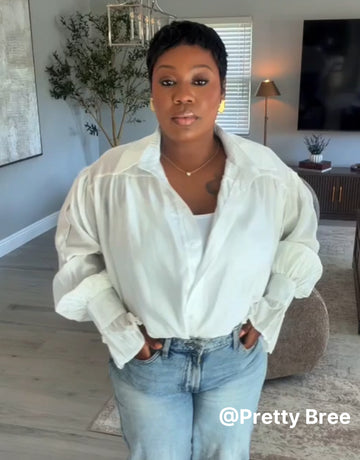 Sheer Balloon Sleeve Button Shirt