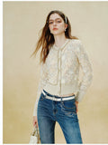 Elegant Floral Lace Knit Cardigan