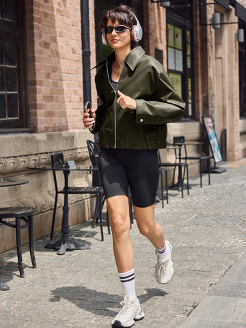 Oversized Zip Up Faux Leather Jacket