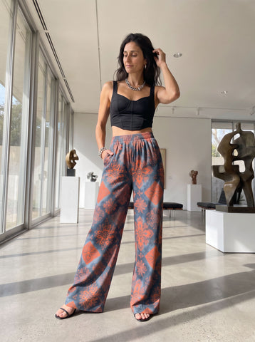 ALEXANDRA BALSAN's Orange Floral Print Pants