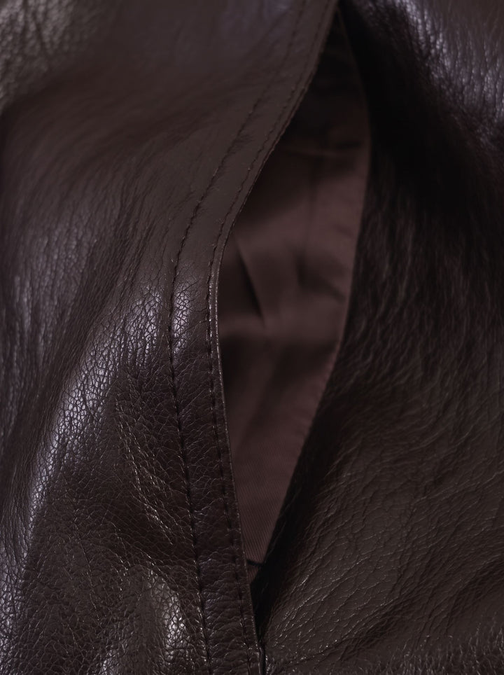 Oversized Faux Leather Bomber Jacket