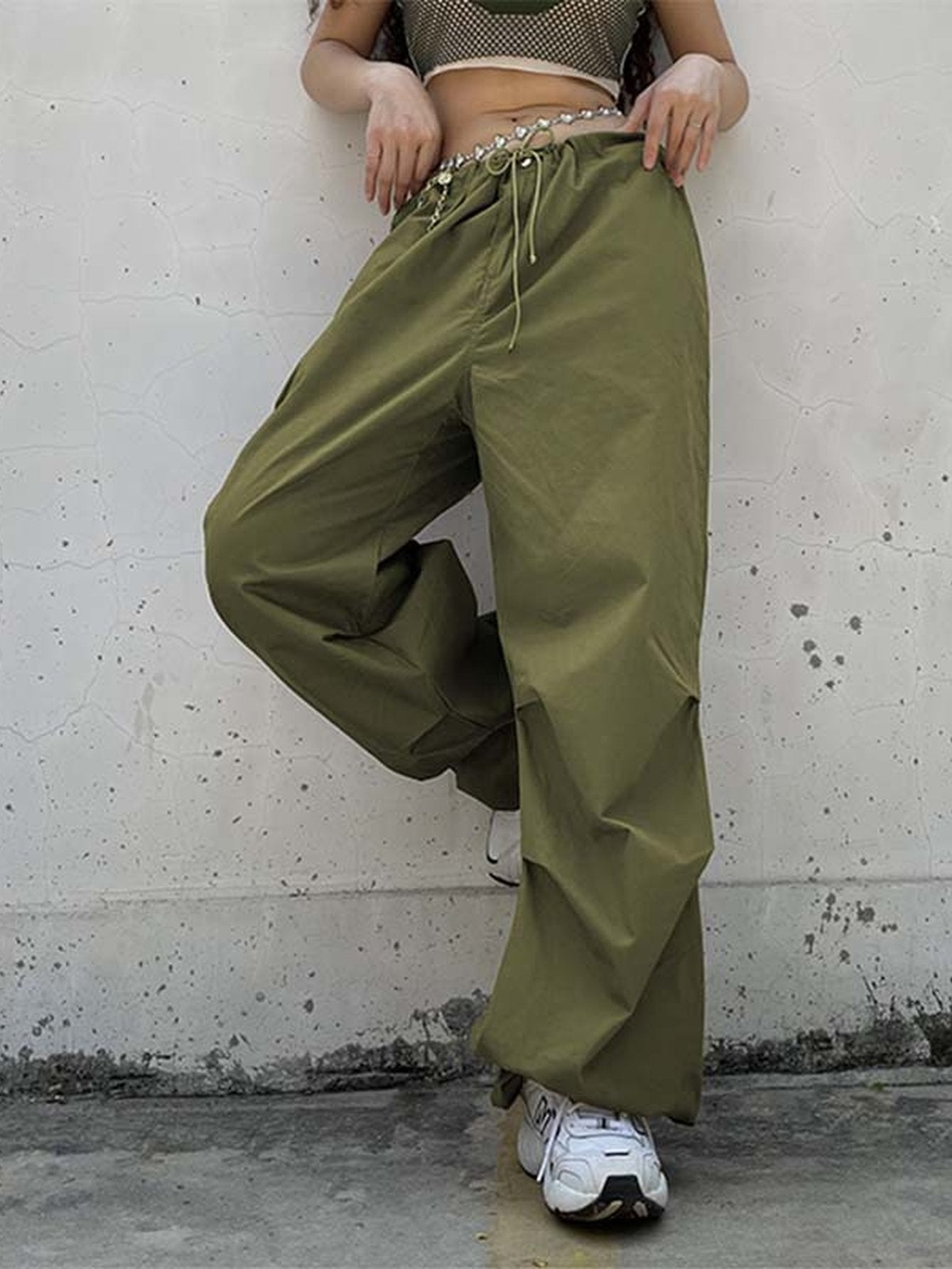 Low Rise Baggy Parachute Pants