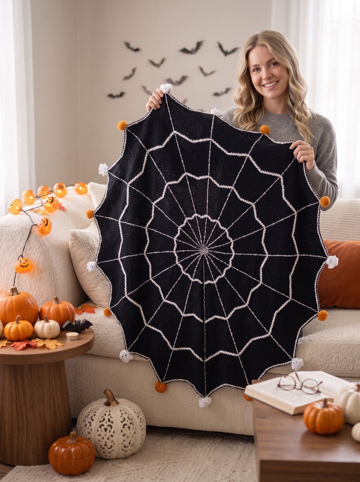 Cozy Spooky Spider Web Throw Blanket