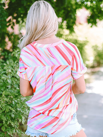 Striped V Neck T-Shirt