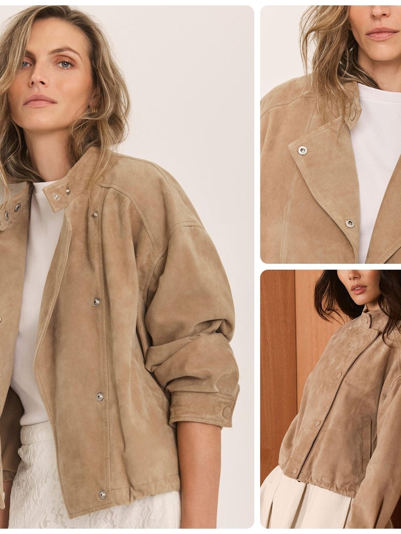 Premium Suede Boxy Snap Jacket