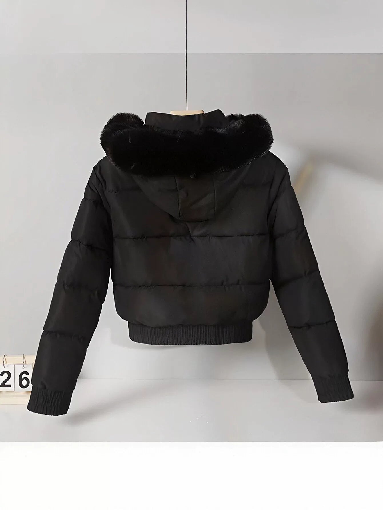 Faux Fur Hooded Cropped Puffer
