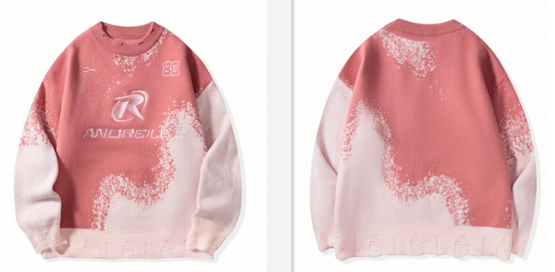 Distressed Oversized Graphic Knit Sweater