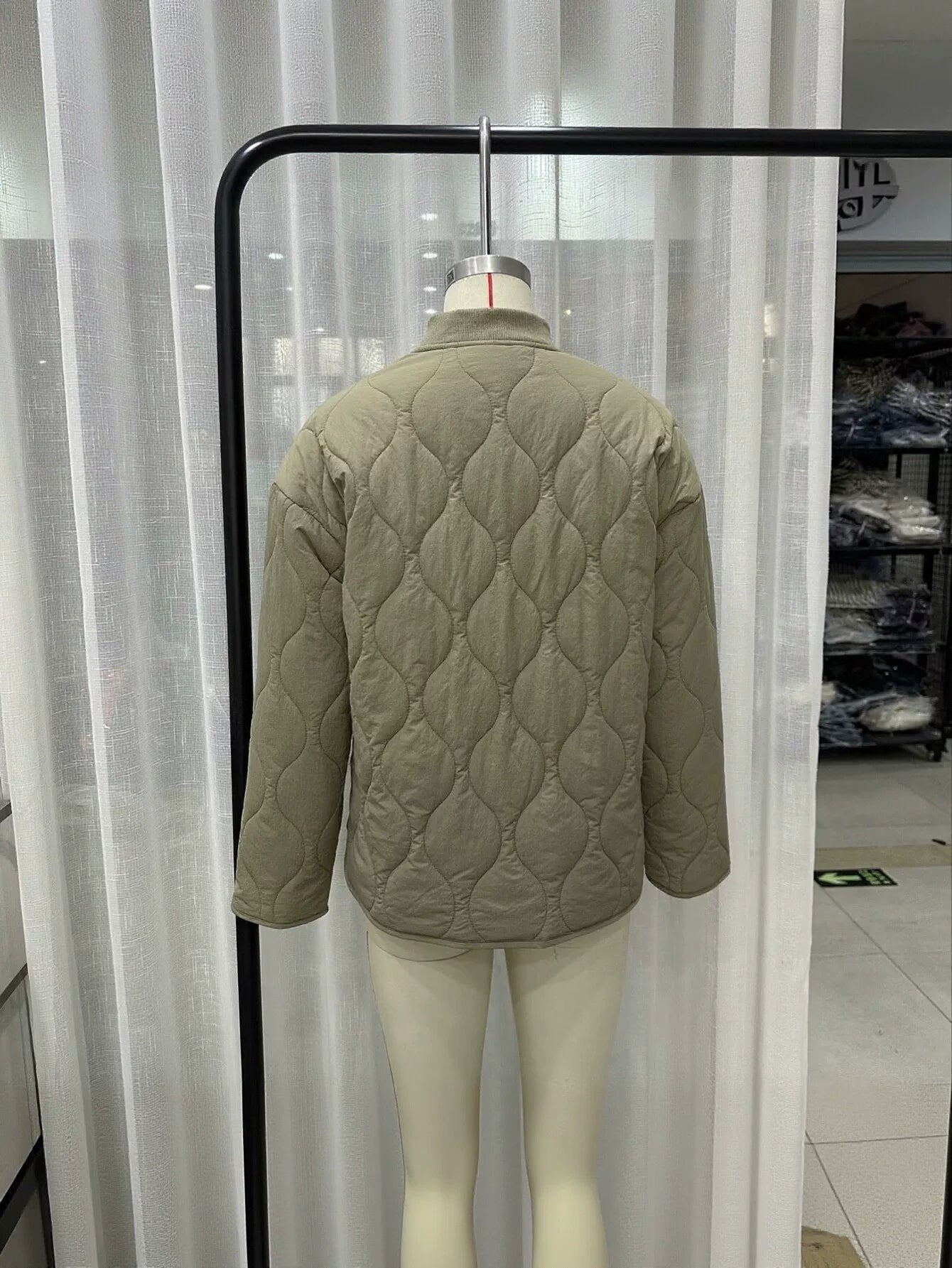 Quilted Button Up Bomber Jacket