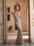 Sleeveless Sequin Bodycon Maxi Evening Dress
