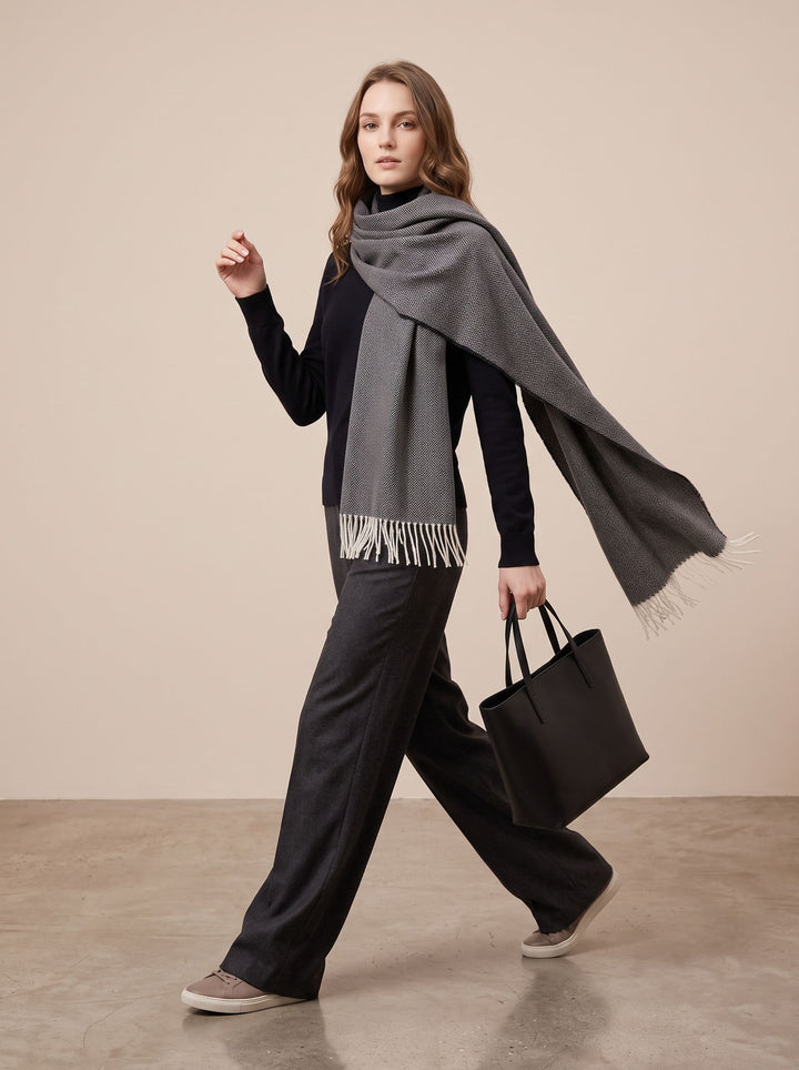 Classic Herringbone Pattern Soft Winter Scarf