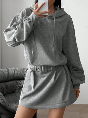 Cozy Fleece Belted Hoodie Dress