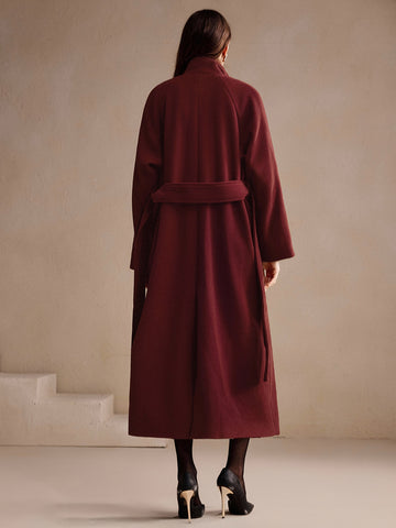 Elegant Belted Wool Blend Coat