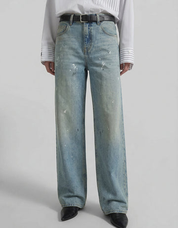 Paint Detail Straight Jeans