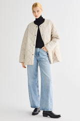 Oversized Quilted Snap Button Puffer Jacket