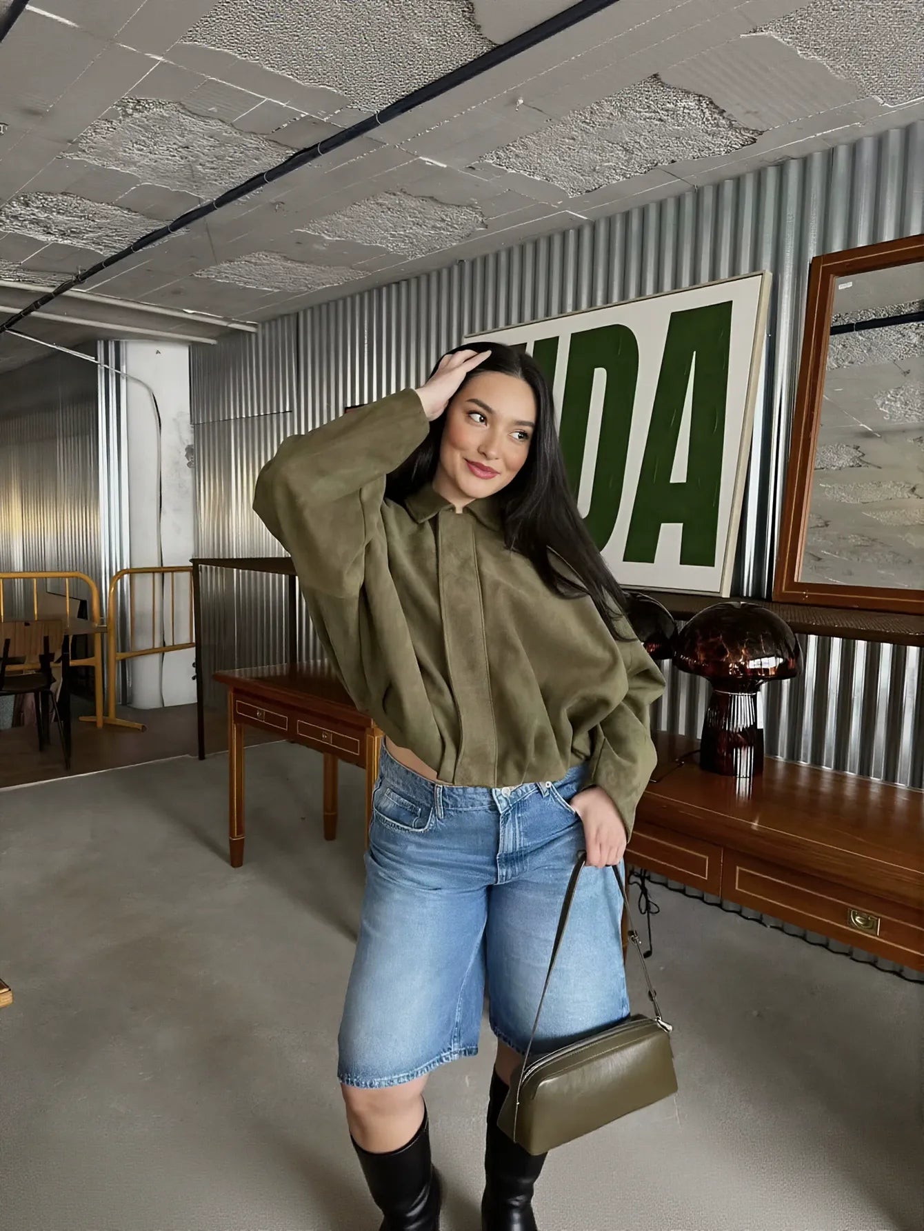 Oversized Suede Bubble Hem Jacket
