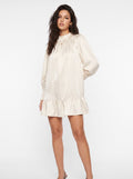 Satin Puff Sleeve Ruffle Mini Dress