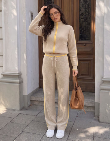 Cozy Zip Up Knit Pants Set