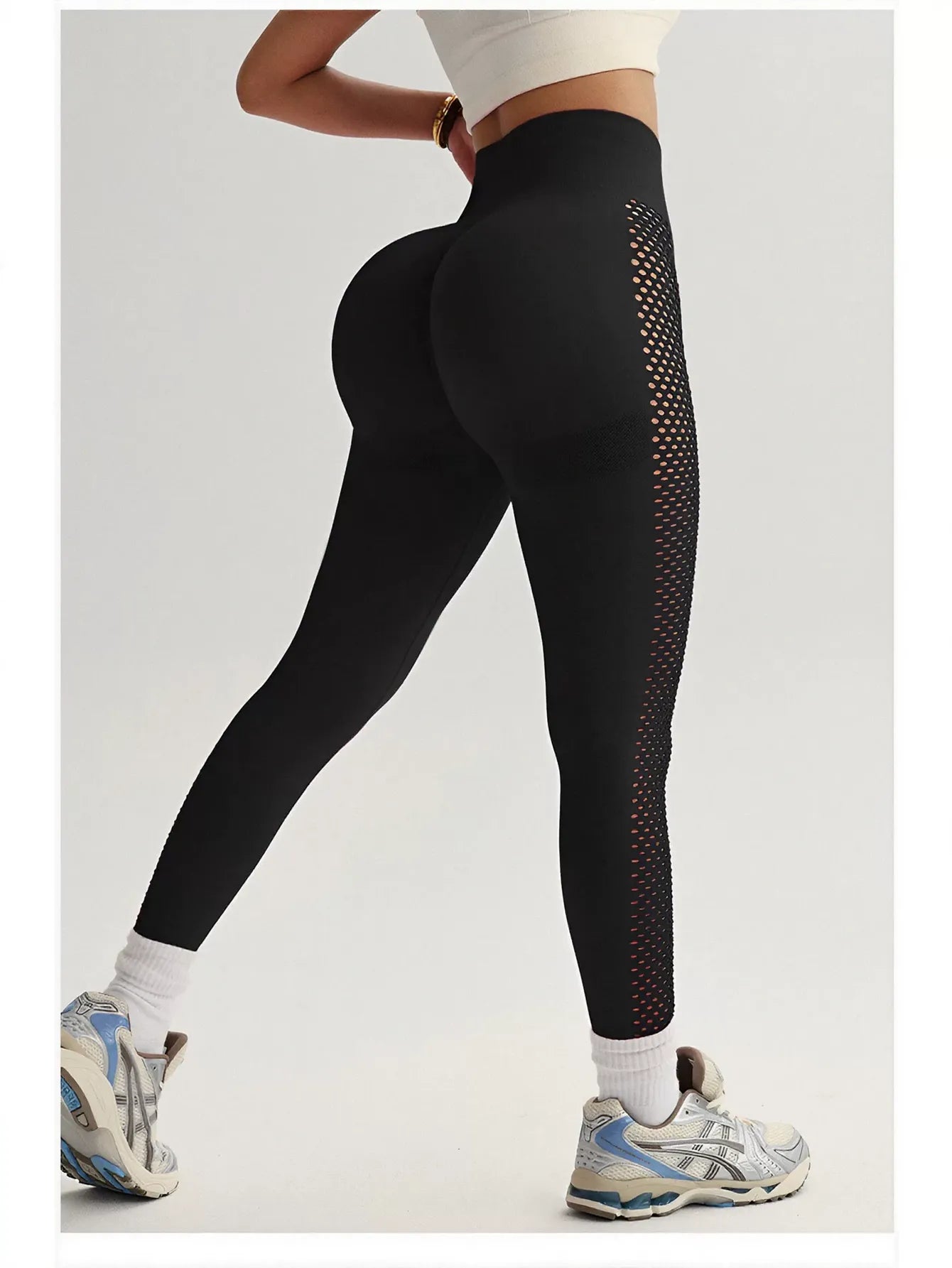 High Waisted Seamless Mesh Yoga Leggings