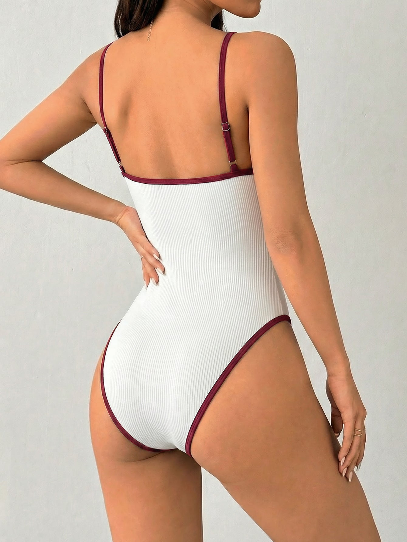 Ribbed Contrast Trim Bodysuit