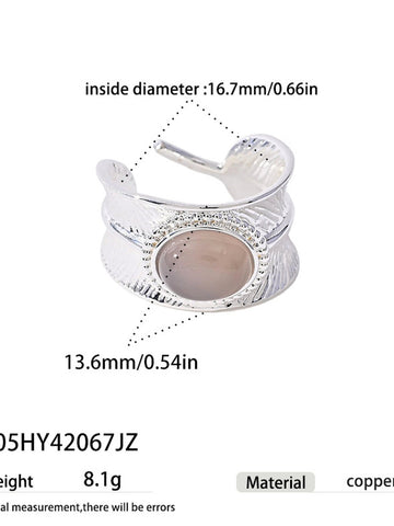 Boho Statement Natural Stone Open Ring