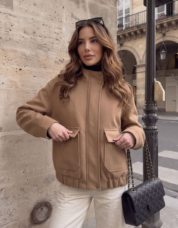 Cozy Fleece Stand Collar Utility Jacket