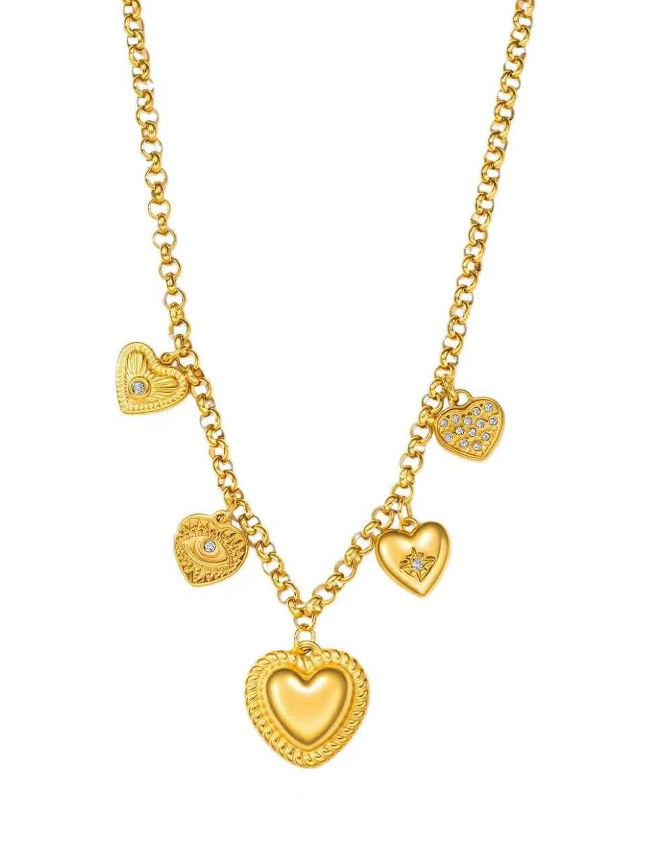 Dainty Gold Layered Heart Charm Necklace