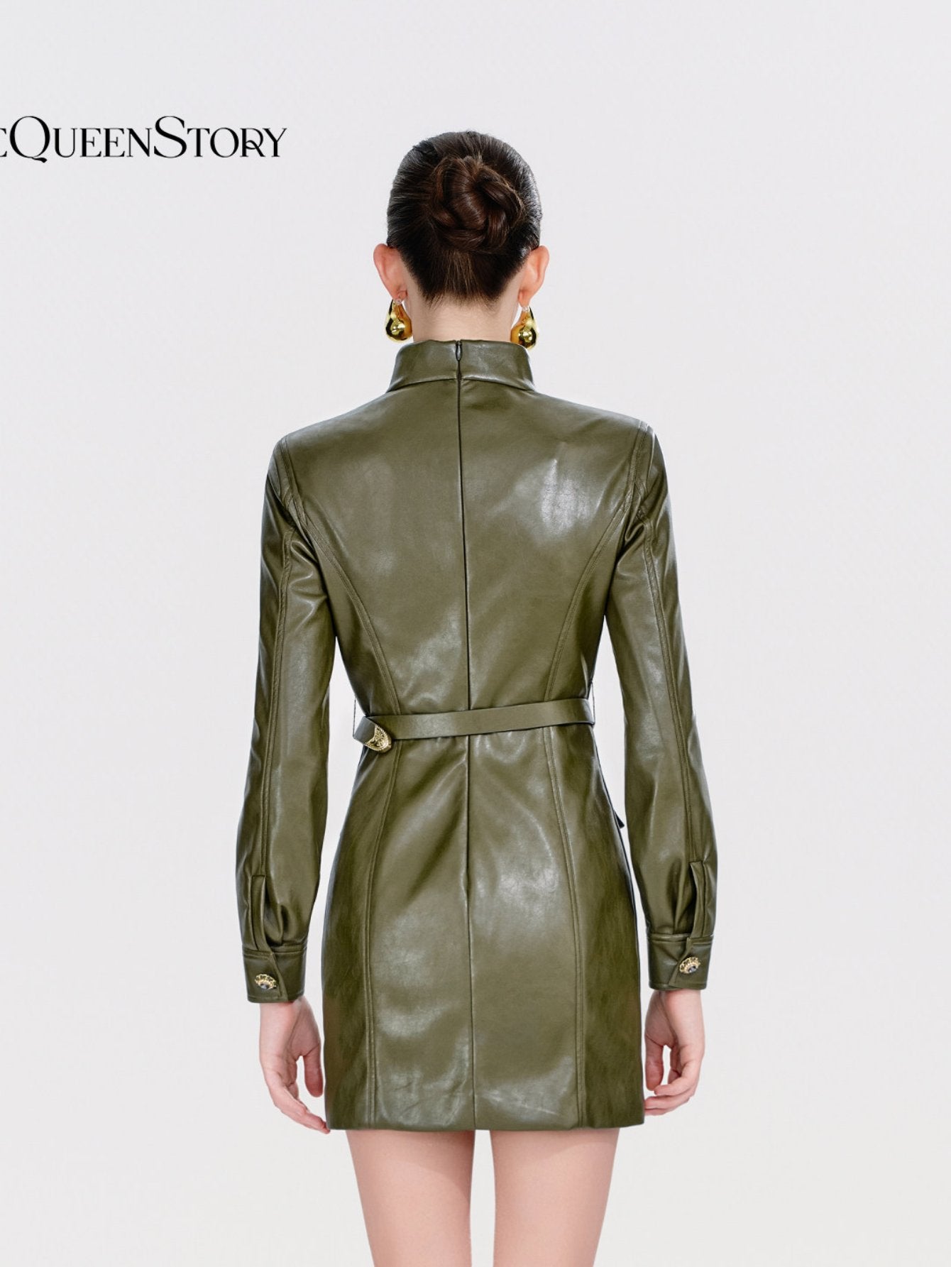 Utility Faux Leather Mini Dress
