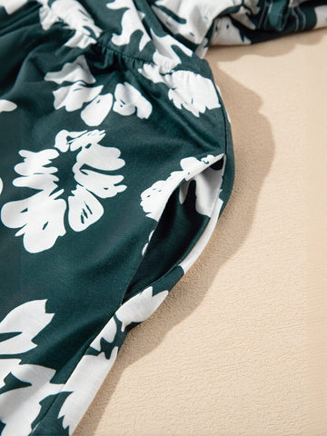 Floral Flutter Sleeve Tiered Dress