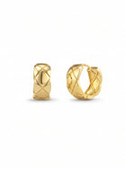 Chic Quilted Gold Huggie Hoop Earrings