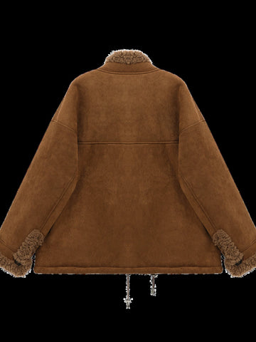 Cozy Faux Suede Sherpa Jacket