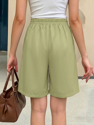 High Waisted Pleated Tailored Shorts
