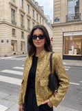 Shimmering Tweed Stand Collar Jacket
