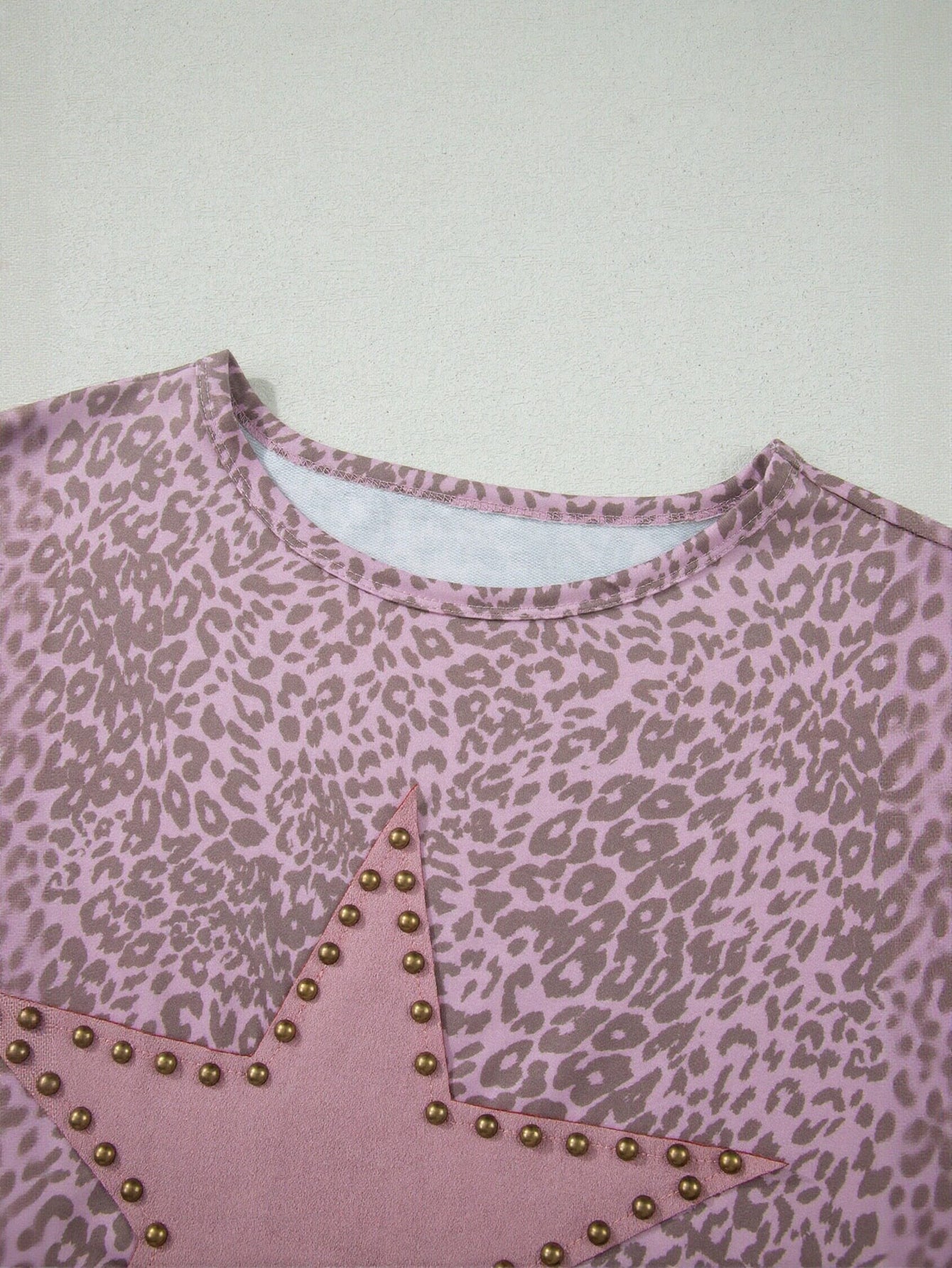 Leopard Star Studded Graphic T Shirt