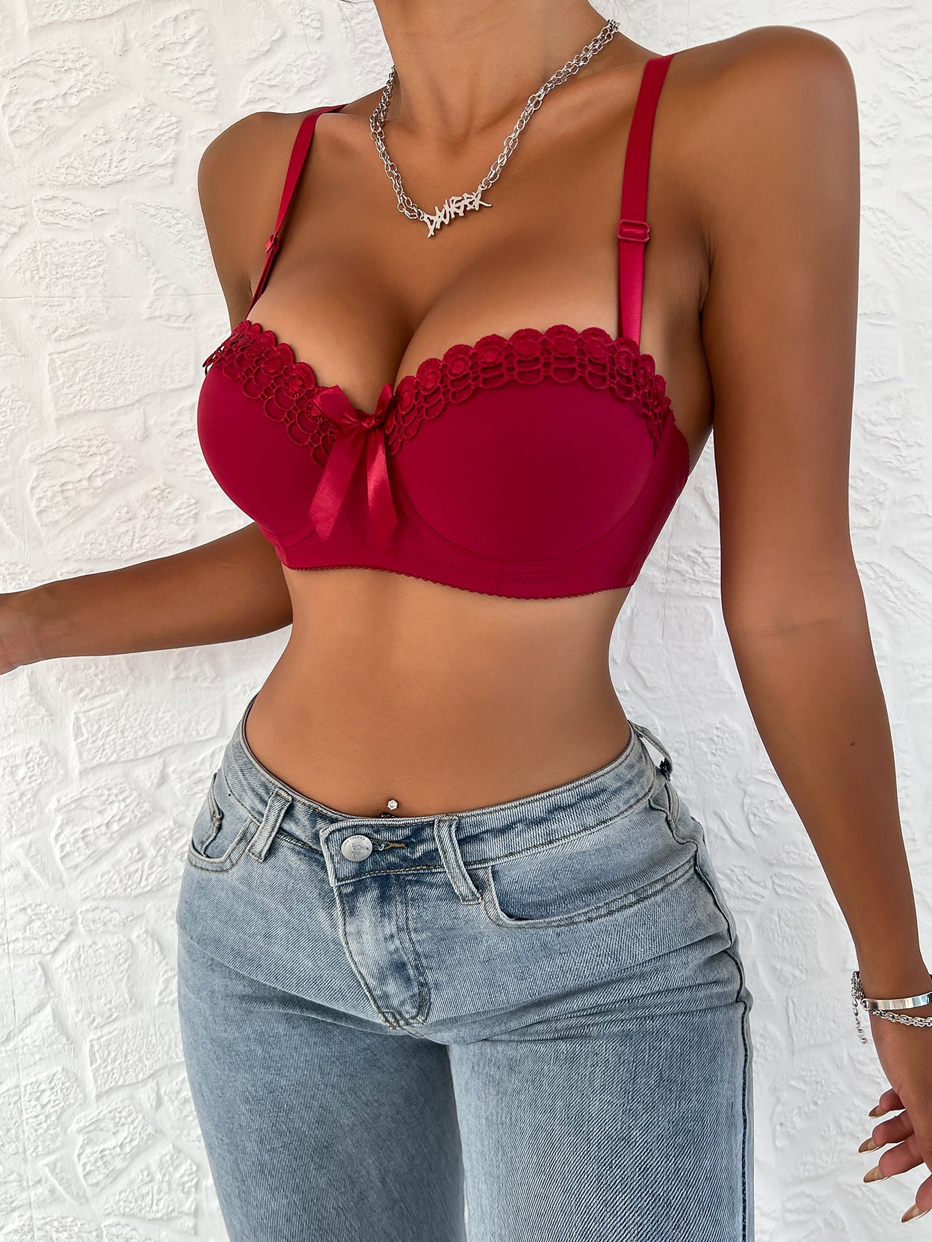 Push Up Lace Balconette Bra