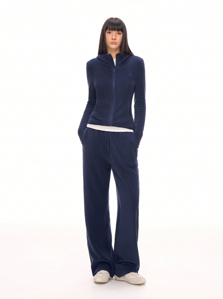 Slim Fit Velour Zip Hoodie