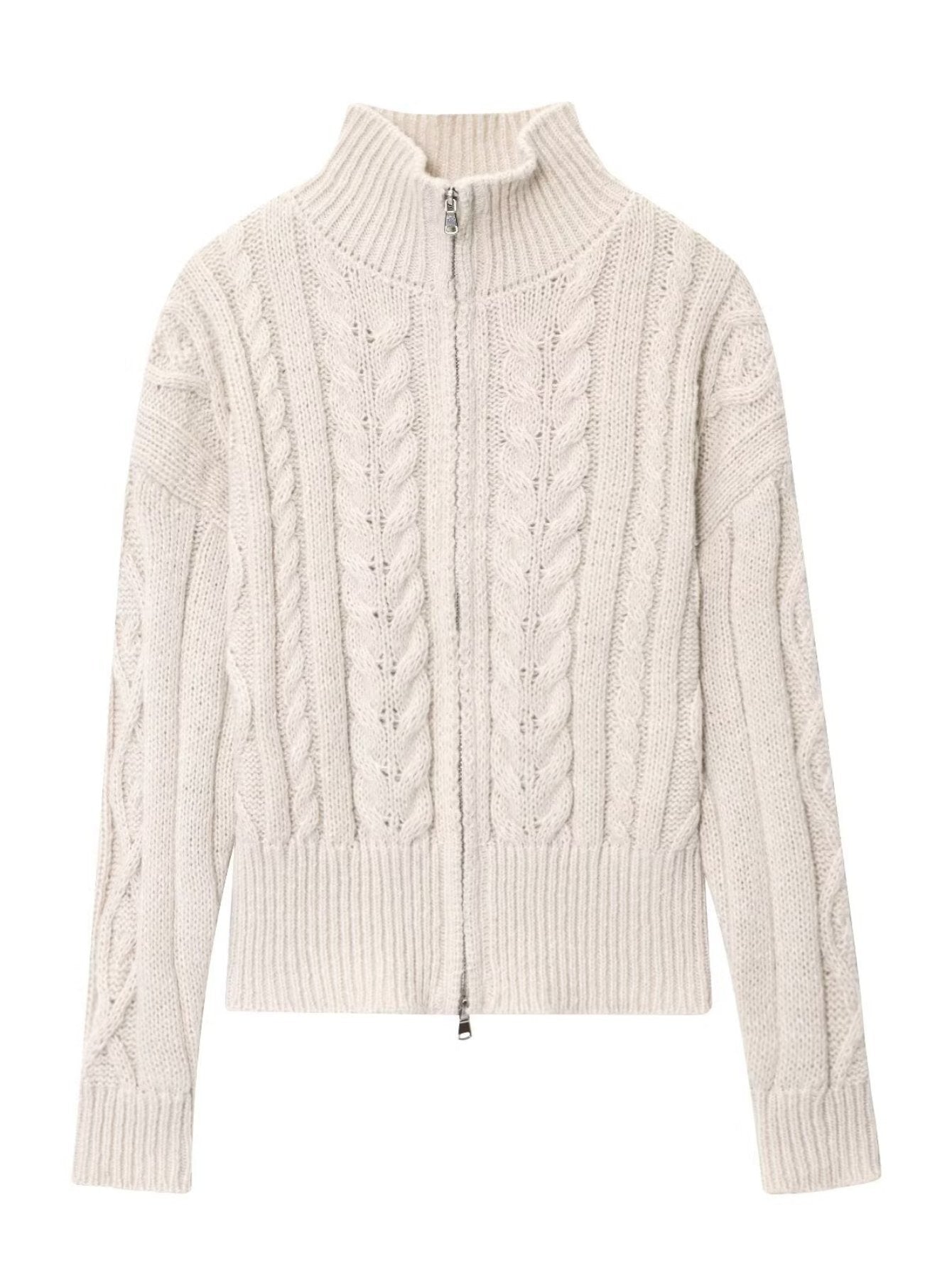 Cozy Cable Knit Zip Cardigan