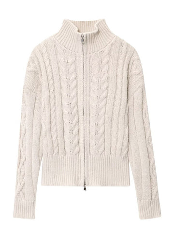Cozy Cable Knit Zip Cardigan