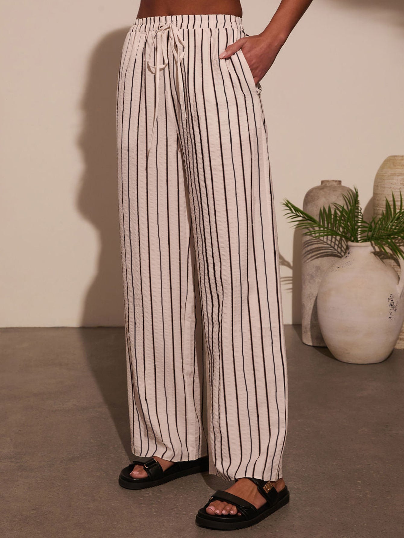 Oversized Striped Button Down Pants Set